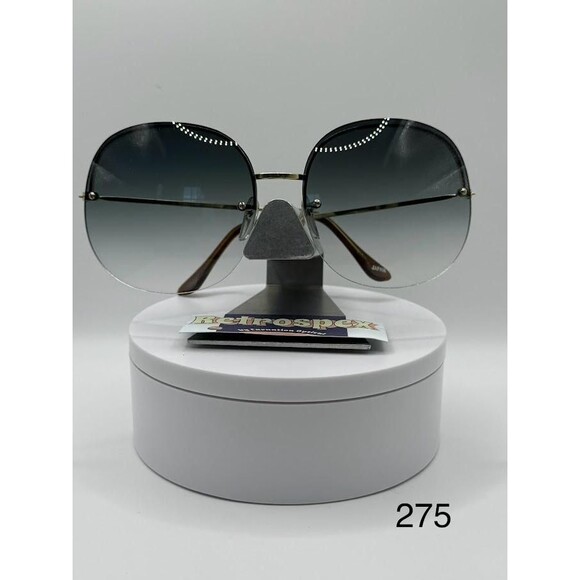 New 1970s Vintage Oversize Sunglasses | NOS | Large Gold Rimless Metal Style - Picture 3 of 9